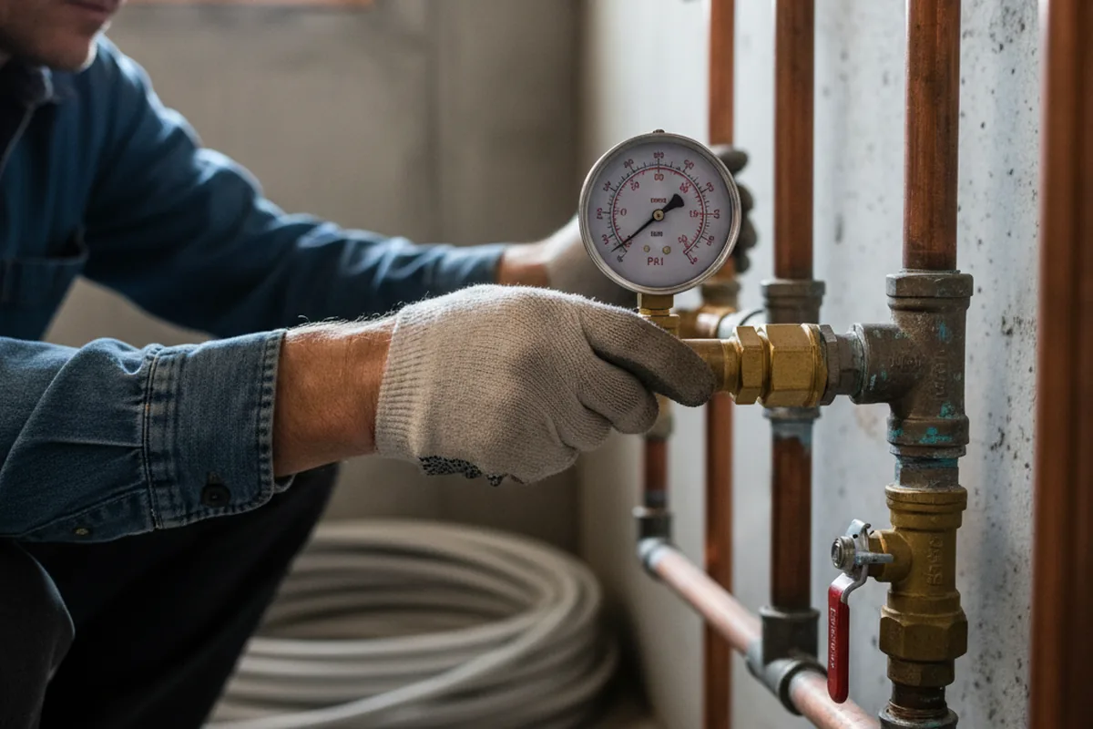Pressure testing a repaired line during Water Line Repair in Aliso Viejo